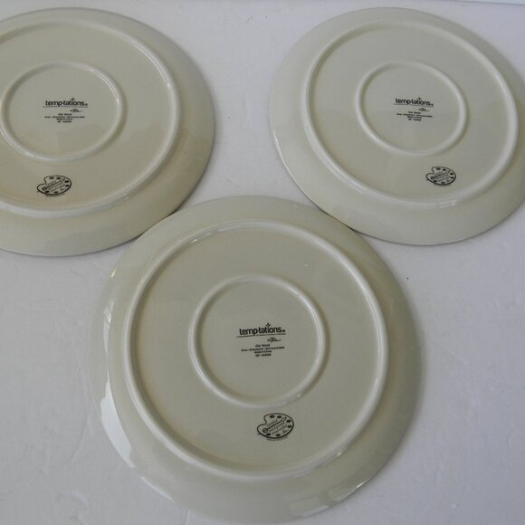 NEW TEMP-TATIONS OLD WORLD TAUPE 3 PIECE/SET SALAD PLATES 8"ROUND - Picture 2 of 3